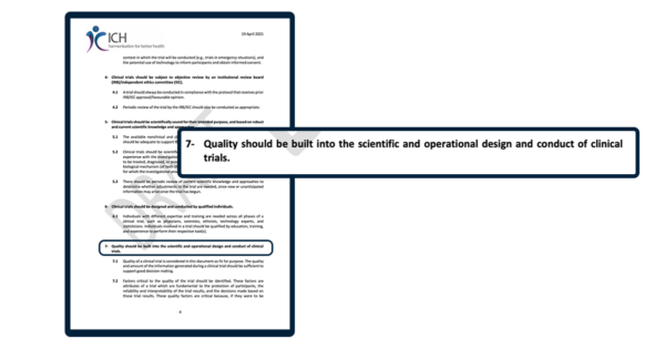 ICH E6(R3) image of revised regulation about design