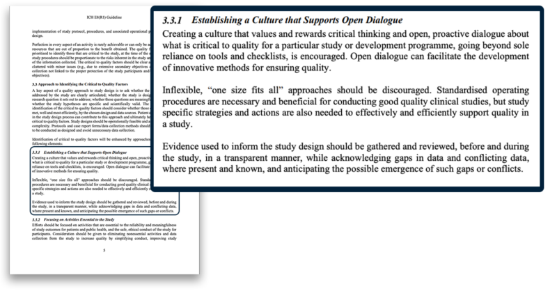 ICH E8 R2 Open Dialogue Culture Screenshot