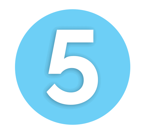 Number 5 Light Blue Icon