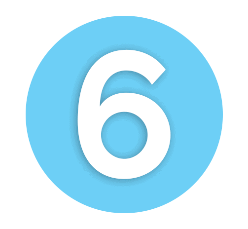 Number 6 Light Blue Icon