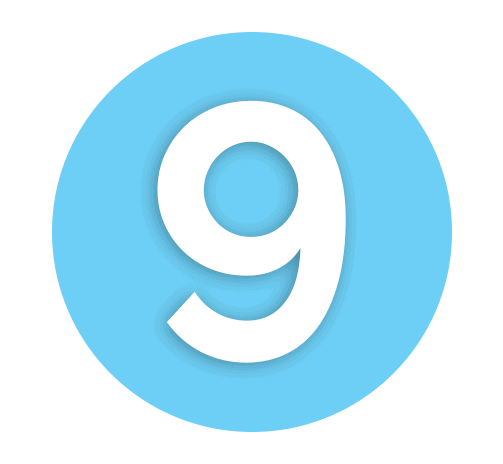 Number 9 Light Blue Icon